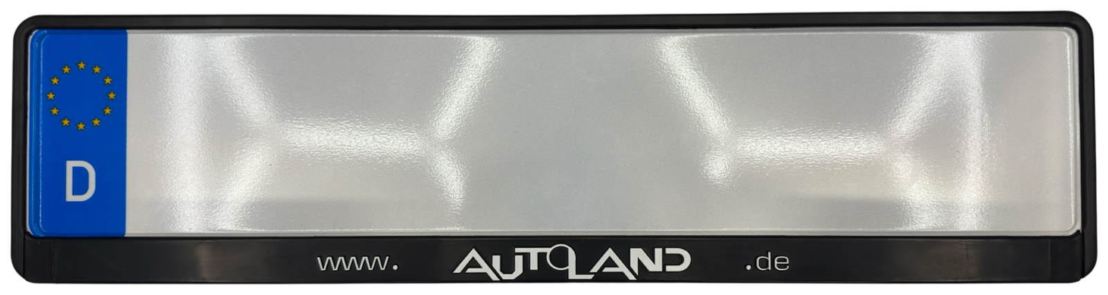 Kennzeichenhalter mit Einleger „Autoland“ auf der Werbeleiste