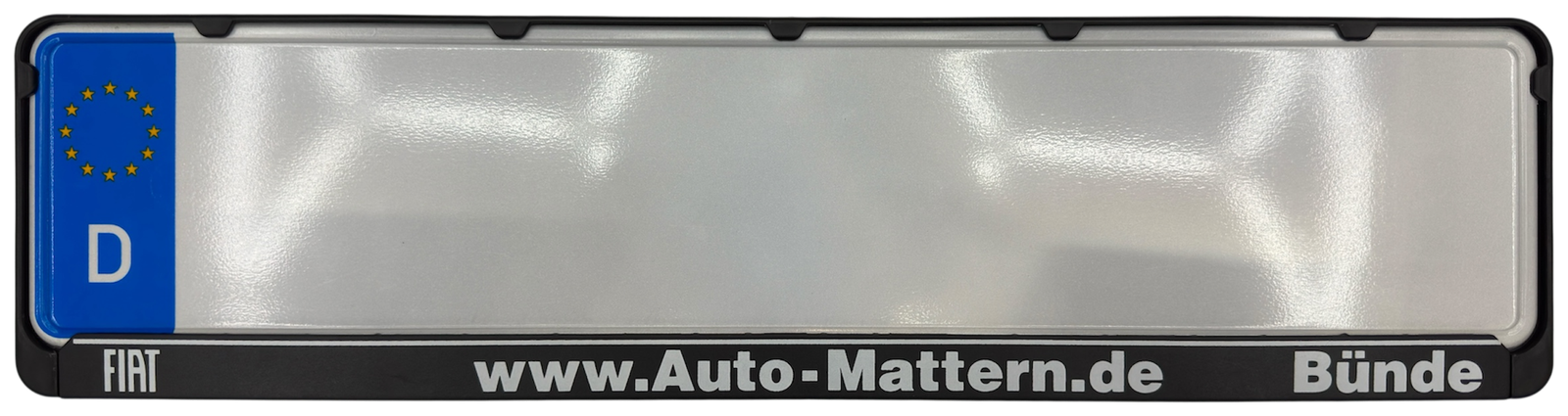 Kennzeichenhalter mit Einleger „Auto Mattern“ auf der Werbeleiste