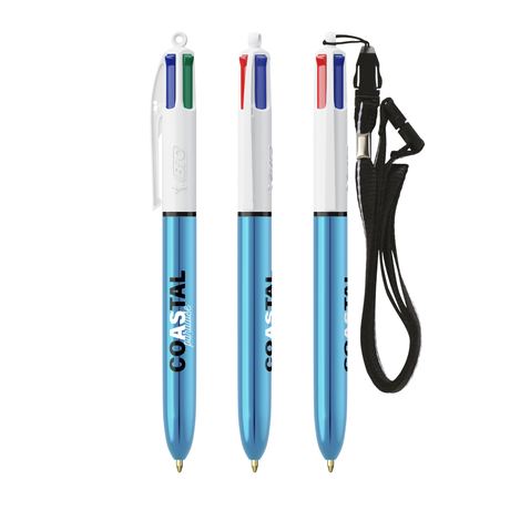 BIC® 4 Colours Shine Kugelschreiber + Lanyard